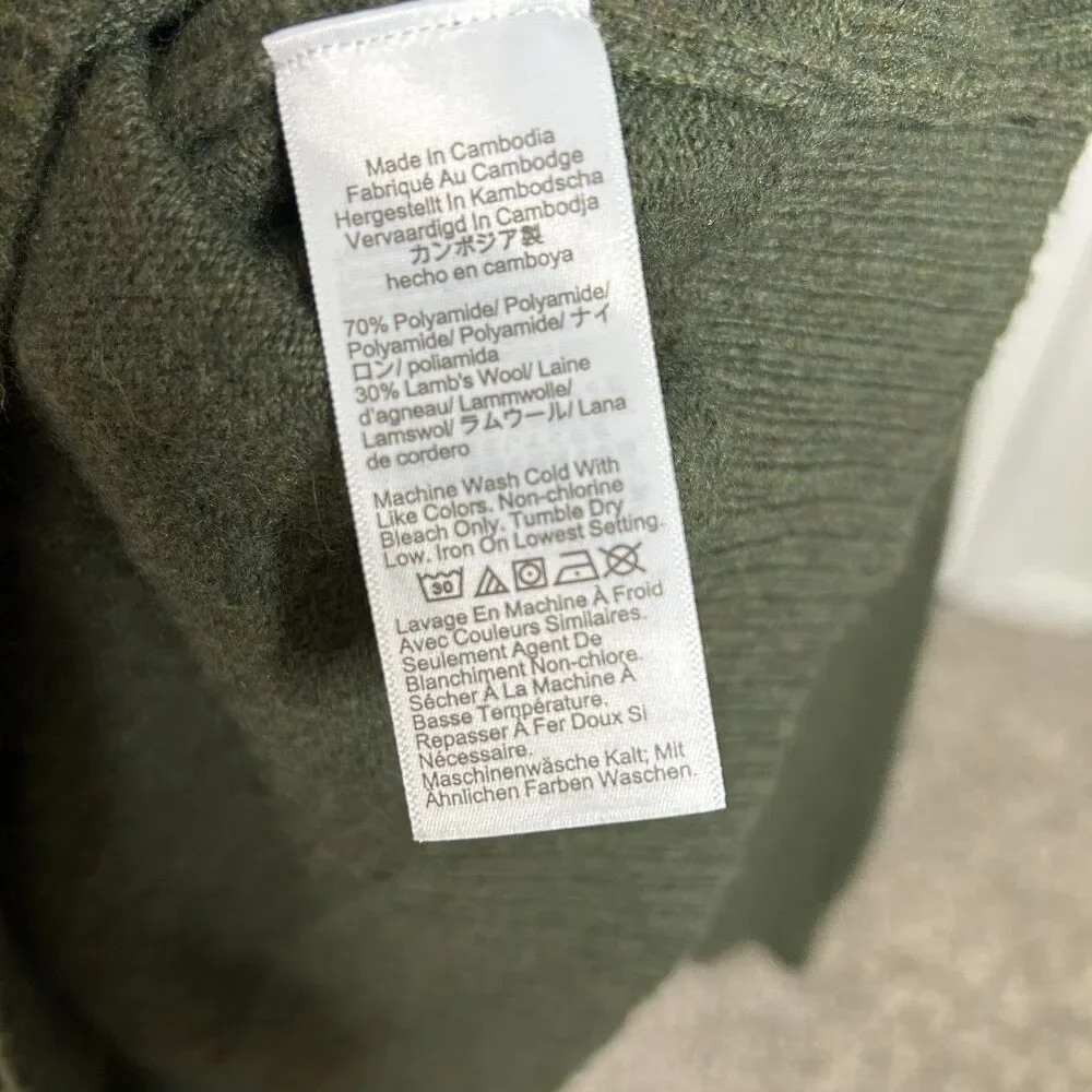 J.Crew Lambswool Blend Sweater Olive Green Crewneck Mens Classic Pullover Large